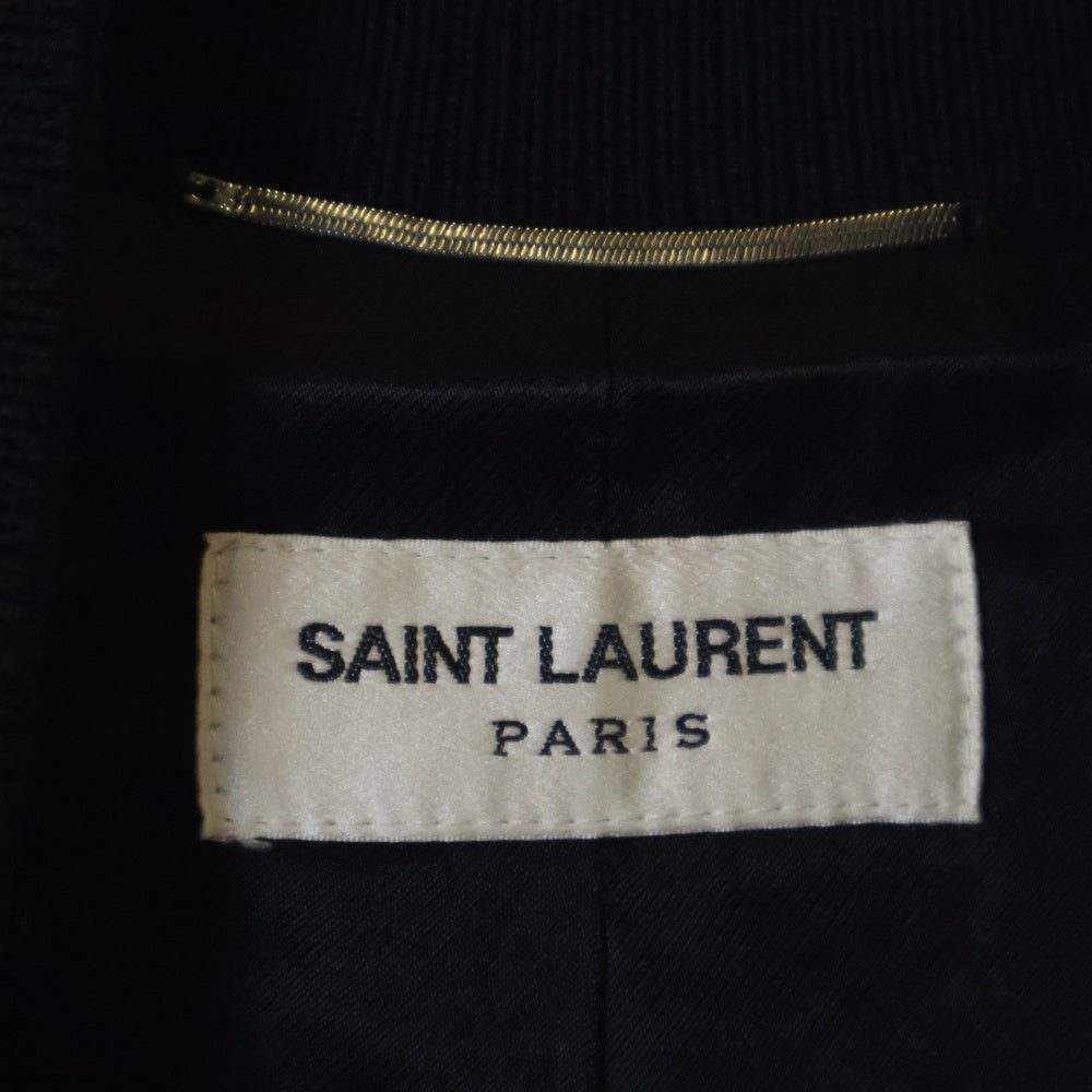 SAINT LAURENT PARIS(サンローランパリ) TEDDY JACKET テディジャケット レザートリムウールスタジアムジャンパー ブラック 354718 Y180W