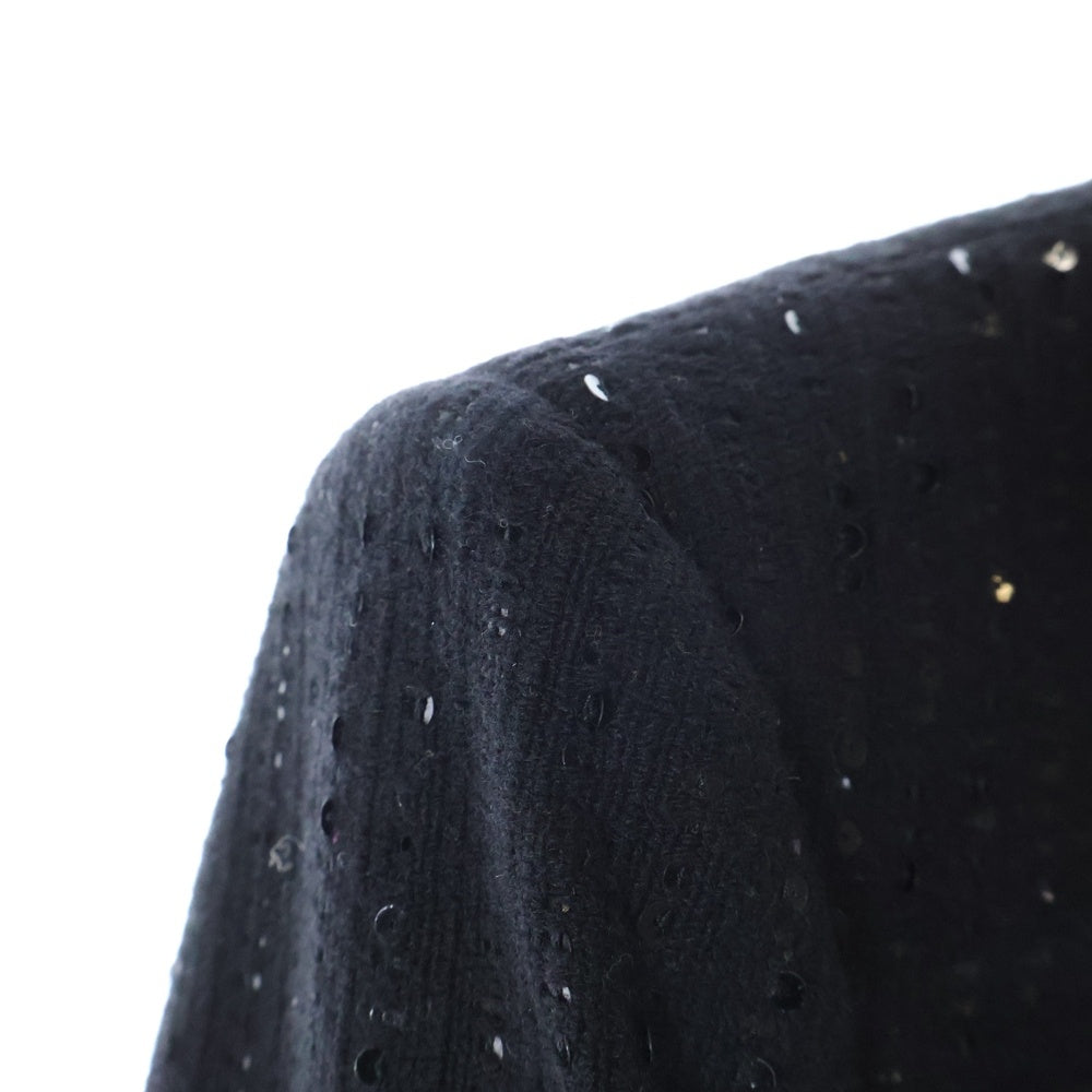 SAINT LAURENT PARIS(サンローランパリ) 22AW スパンコール ウール 裏地シルク ダブルブレストピークドラペル テーラードジャケット ブラック 706605 Y1F04