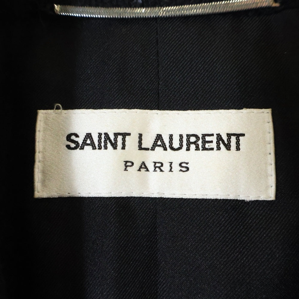 SAINT LAURENT PARIS(サンローランパリ) 22AW スパンコール ウール 裏地シルク ダブルブレストピークドラペル テーラードジャケット ブラック 706605 Y1F04