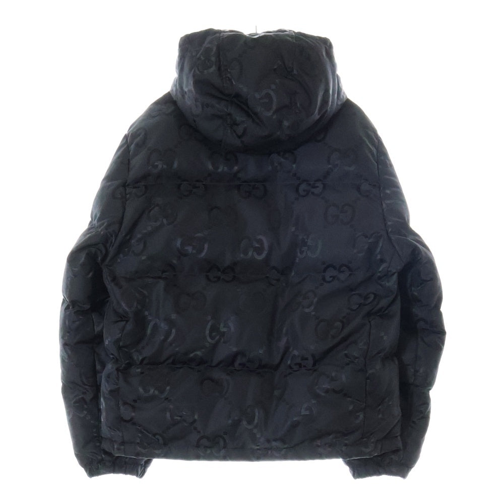 GUCCI(グッチ) ジャンボGGキャンバス ナイロン ジップアップ フーデッド ダウンジャケット ブラック 698710