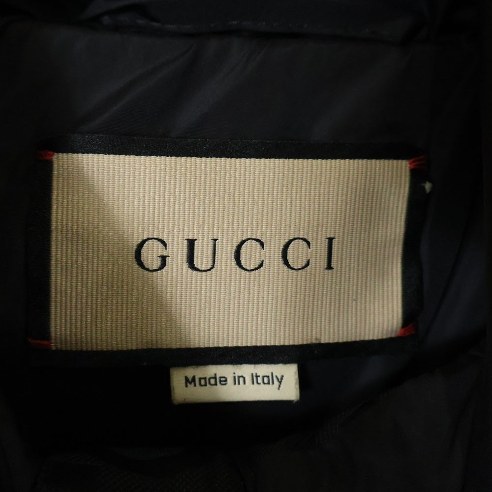 GUCCI(グッチ) ジャンボGGキャンバス ナイロン ジップアップ フーデッド ダウンジャケット ブラック 698710