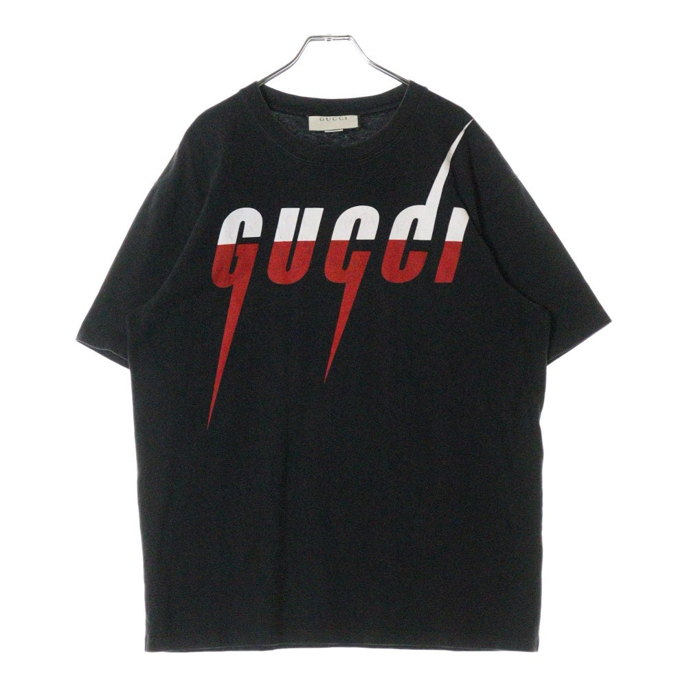 GUCCI(グッチ) ブレード ロゴプリント クルーネック 半袖Tシャツ カットソー ブラック 565806