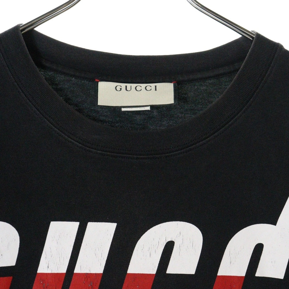 GUCCI(グッチ) ブレード ロゴプリント クルーネック 半袖Tシャツ カットソー ブラック 565806