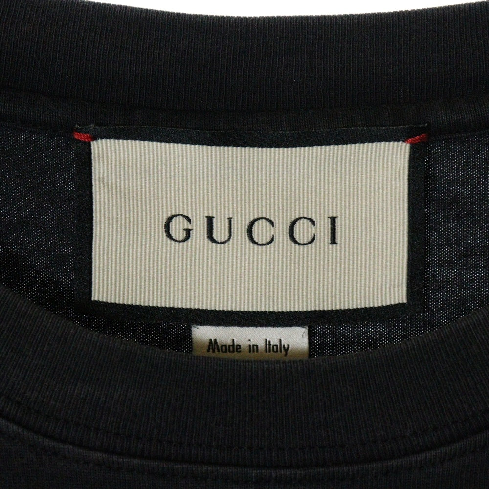 GUCCI(グッチ) ブレード ロゴプリント クルーネック 半袖Tシャツ カットソー ブラック 565806