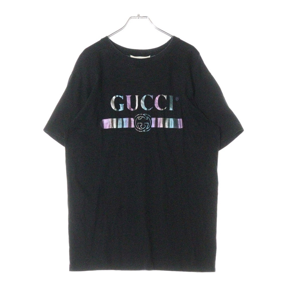 GUCCI(グッチ) GG フロントロゴプリント クルーネック 半袖Tシャツ カットソー ブラック 548334