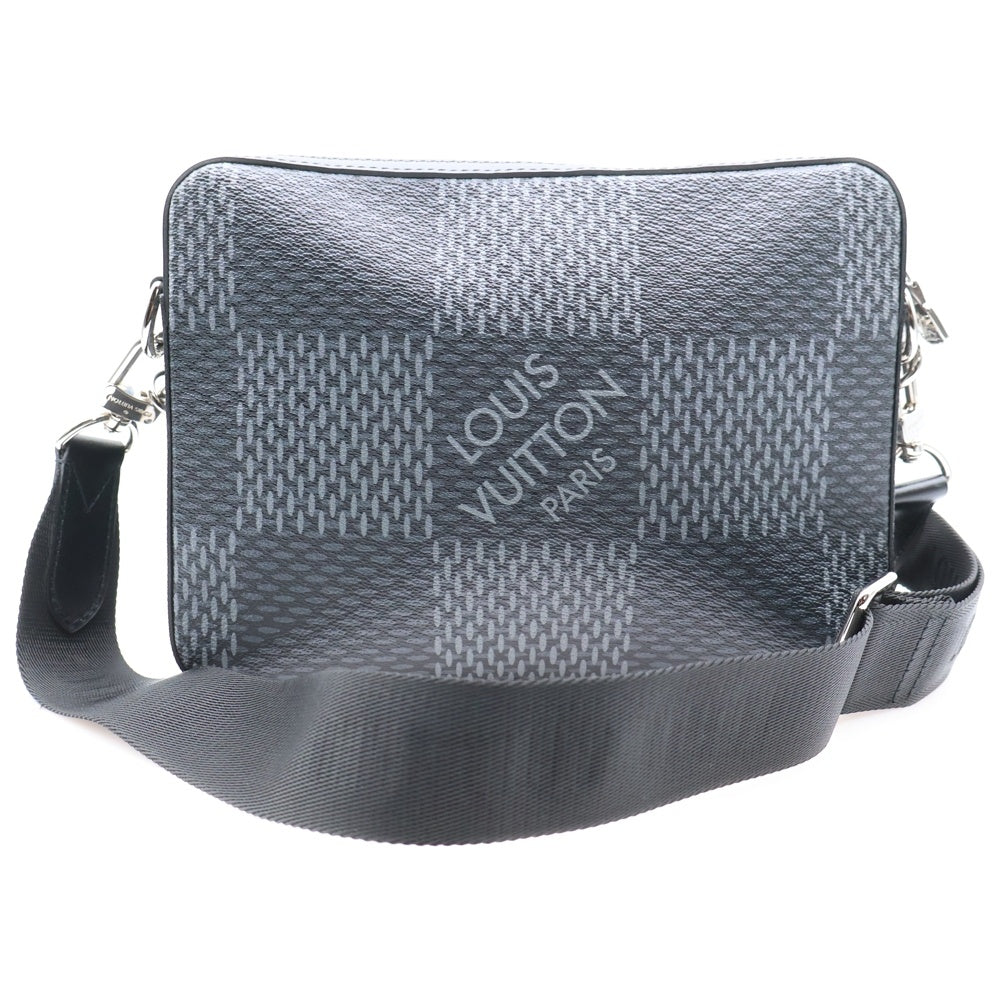 LOUIS VUITTON(ルイヴィトン) ダミエ グラフィット 3D トリオメッセンジャー ショルダーバッグ ポーチ クラッチバッグ ブラック PVCレザー N50017