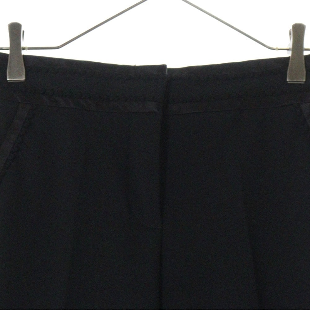 miumiu(ミュウミュウ) 16SS ウエスト装飾デザイン ノータック テーパード スラックスパンツ トラウザーズ ブラック レディース MP1133 1L4N