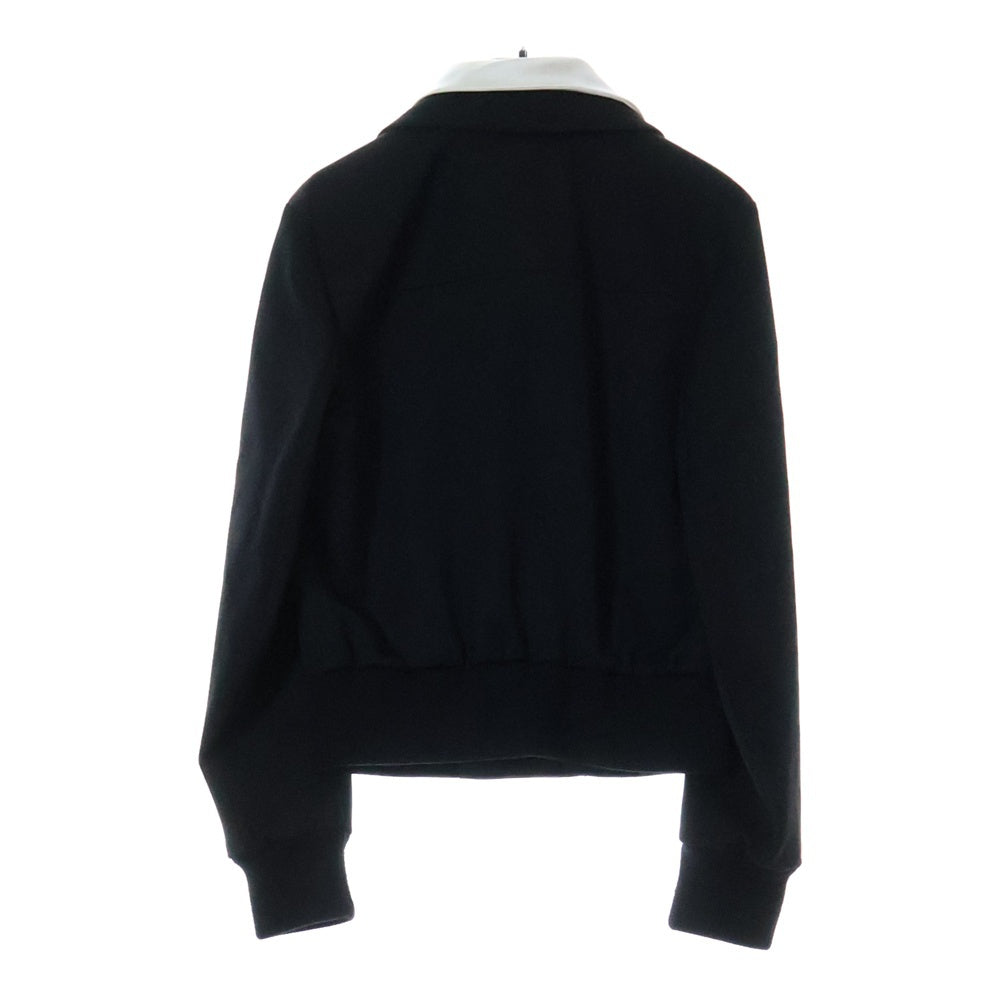 PRADA(プラダ) ビジューボタン ウール ダブルラペル ショート クロップド ジャケット ブルゾン ブラック レディース P5100 S000 13XS