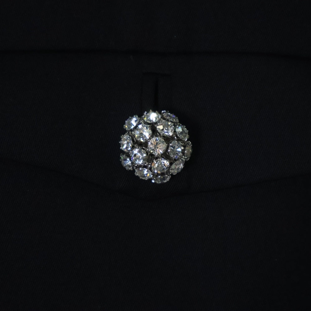 PRADA(プラダ) ビジューボタン ウール ダブルラペル ショート クロップド ジャケット ブルゾン ブラック レディース P5100 S000 13XS