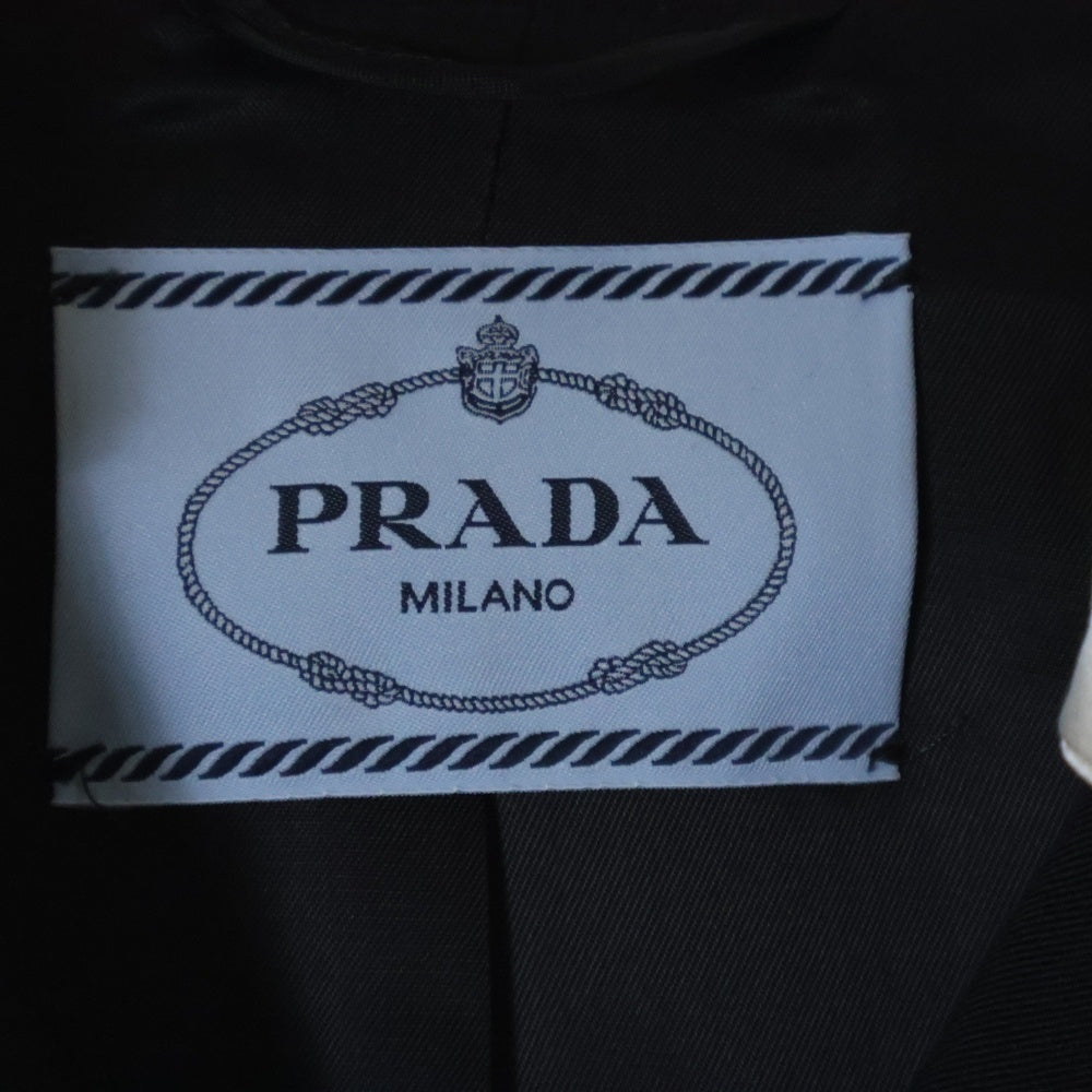 PRADA(プラダ) ビジューボタン ウール ダブルラペル ショート クロップド ジャケット ブルゾン ブラック レディース P5100 S000 13XS