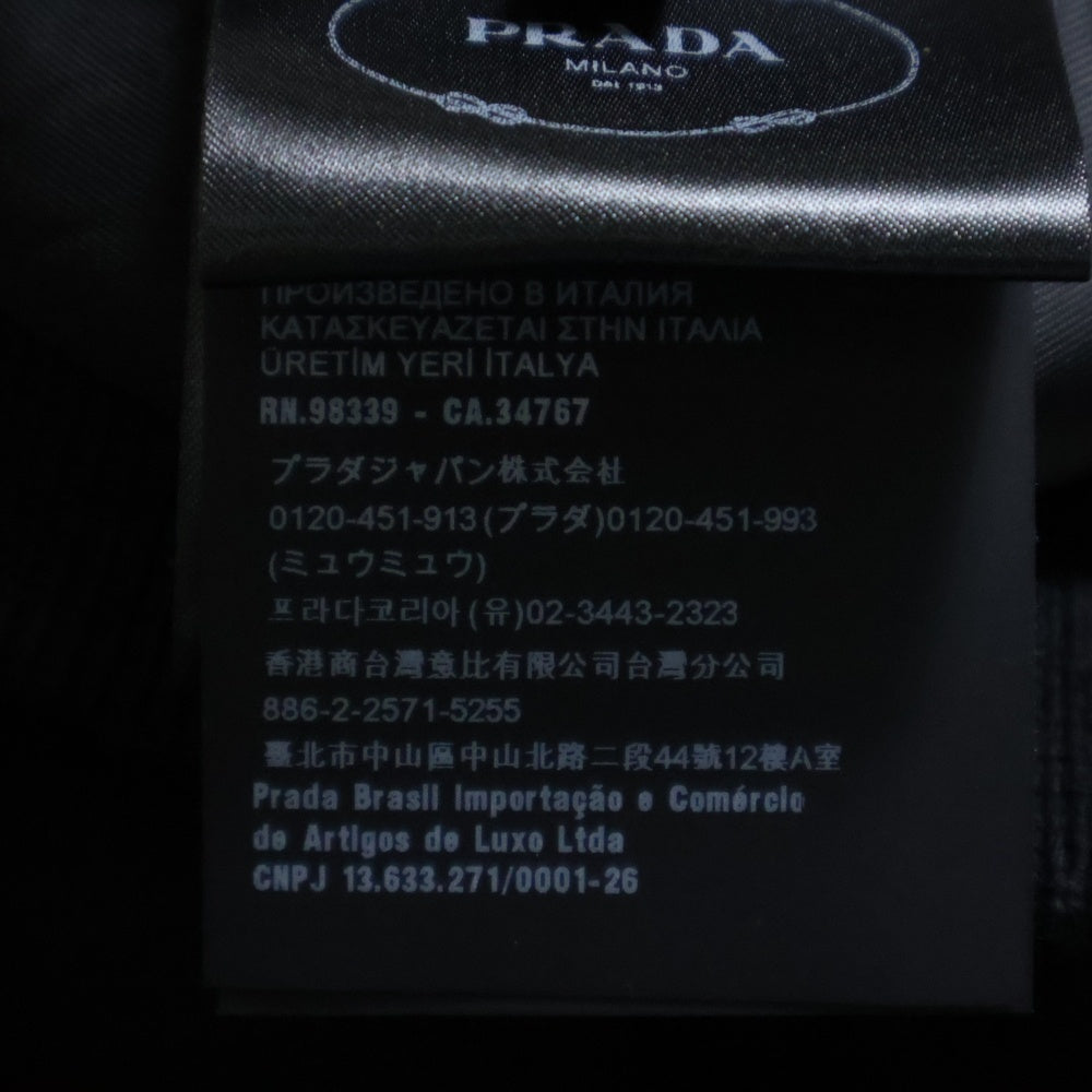 PRADA(プラダ) ビジューボタン ウール ダブルラペル ショート クロップド ジャケット ブルゾン ブラック レディース P5100 S000 13XS