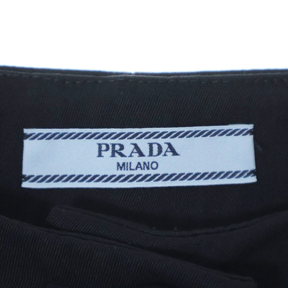 PRADA(プラダ) ビジューボタン ウール ラップ ロング タイトスカート ブラック レディース
