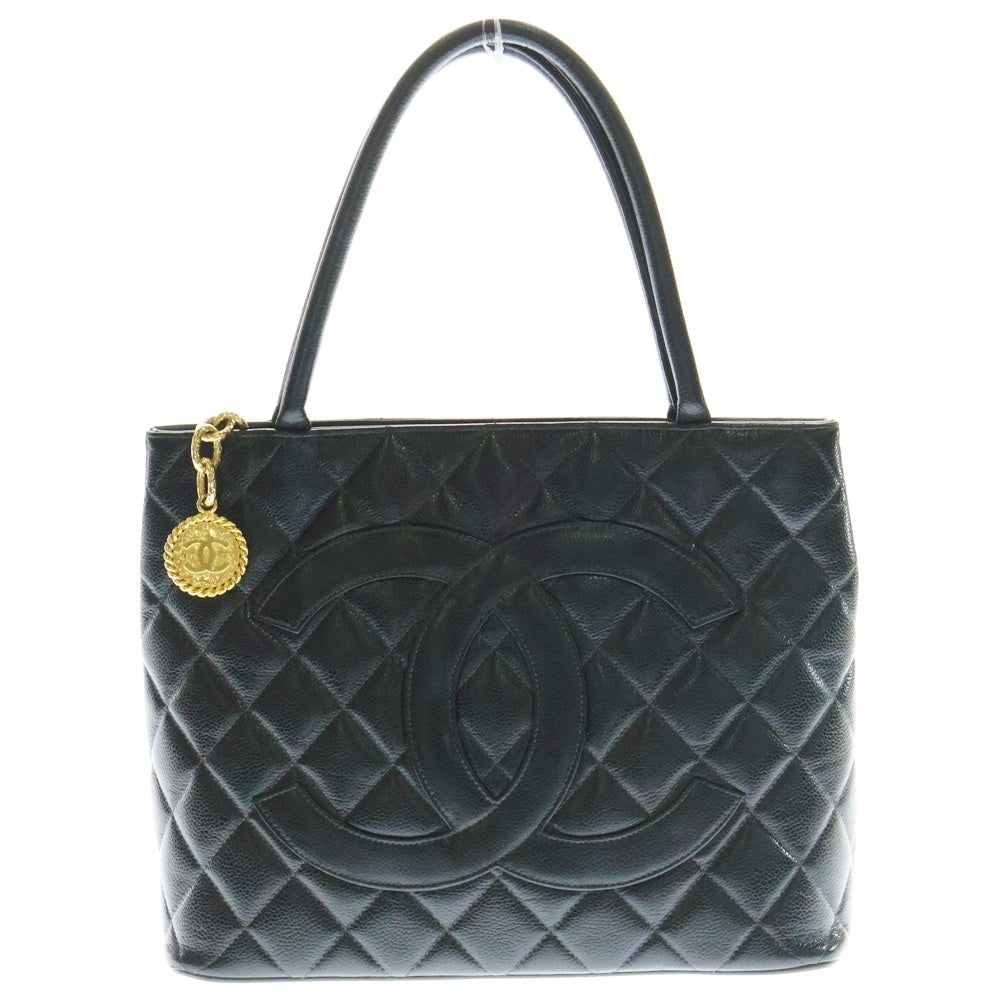 CHANEL(シャネル) 復刻トート ブラック キャビアスキン ゴールド金具 ハンドバッグ トートバッグ