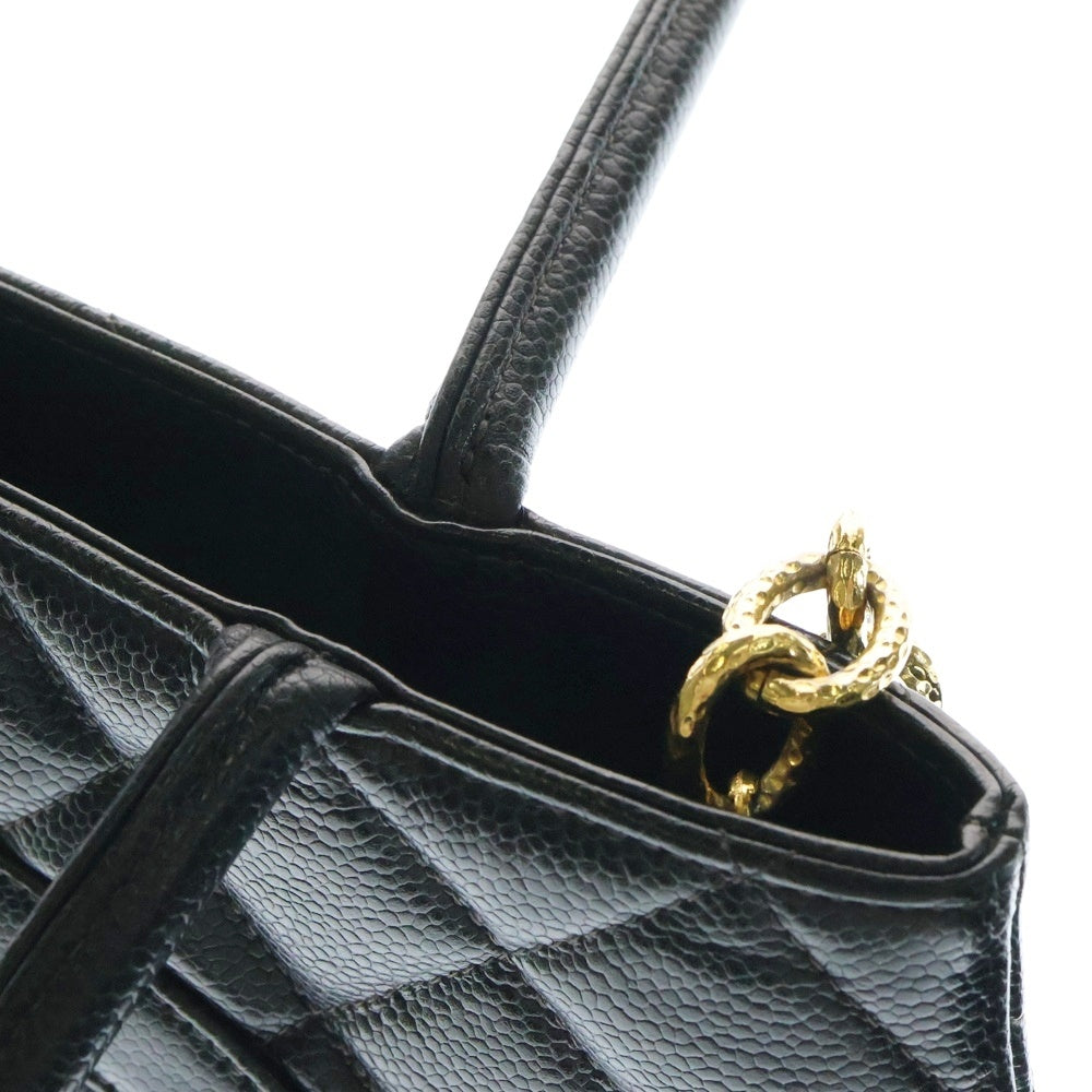CHANEL(シャネル) 復刻トート ブラック キャビアスキン ゴールド金具 ハンドバッグ トートバッグ
