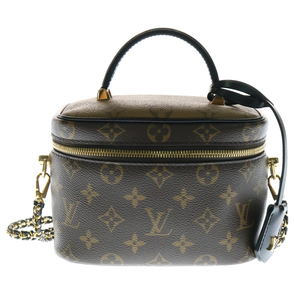 LOUIS VUITTON(ルイヴィトン) モノグラムリバース ヴァニティNV チェーンショルダーバッグ メイクポーチ ミニバッグ ブラウン×ブラック ゴールド金具 レザー×PVC M45165