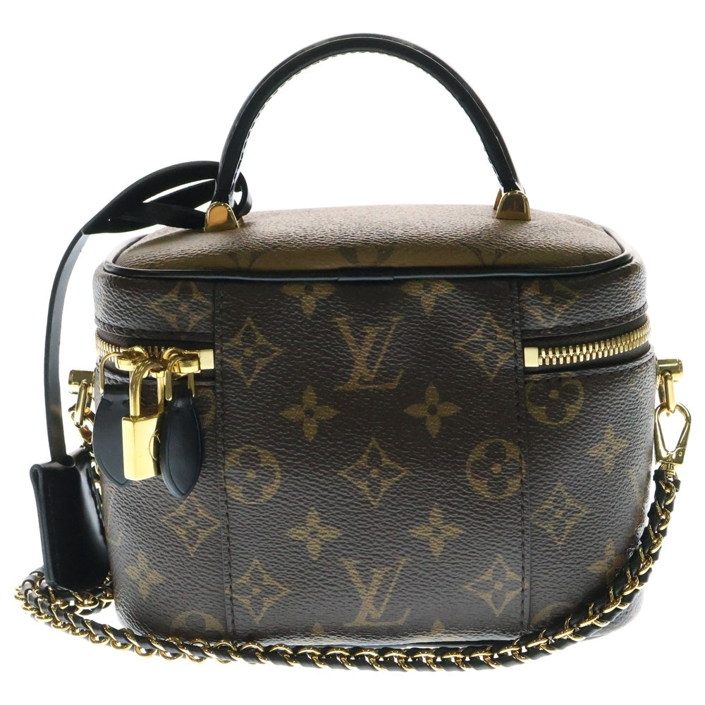 LOUIS VUITTON(ルイヴィトン) モノグラムリバース ヴァニティNV チェーンショルダーバッグ メイクポーチ ミニバッグ ブラウン×ブラック ゴールド金具 レザー×PVC M45165