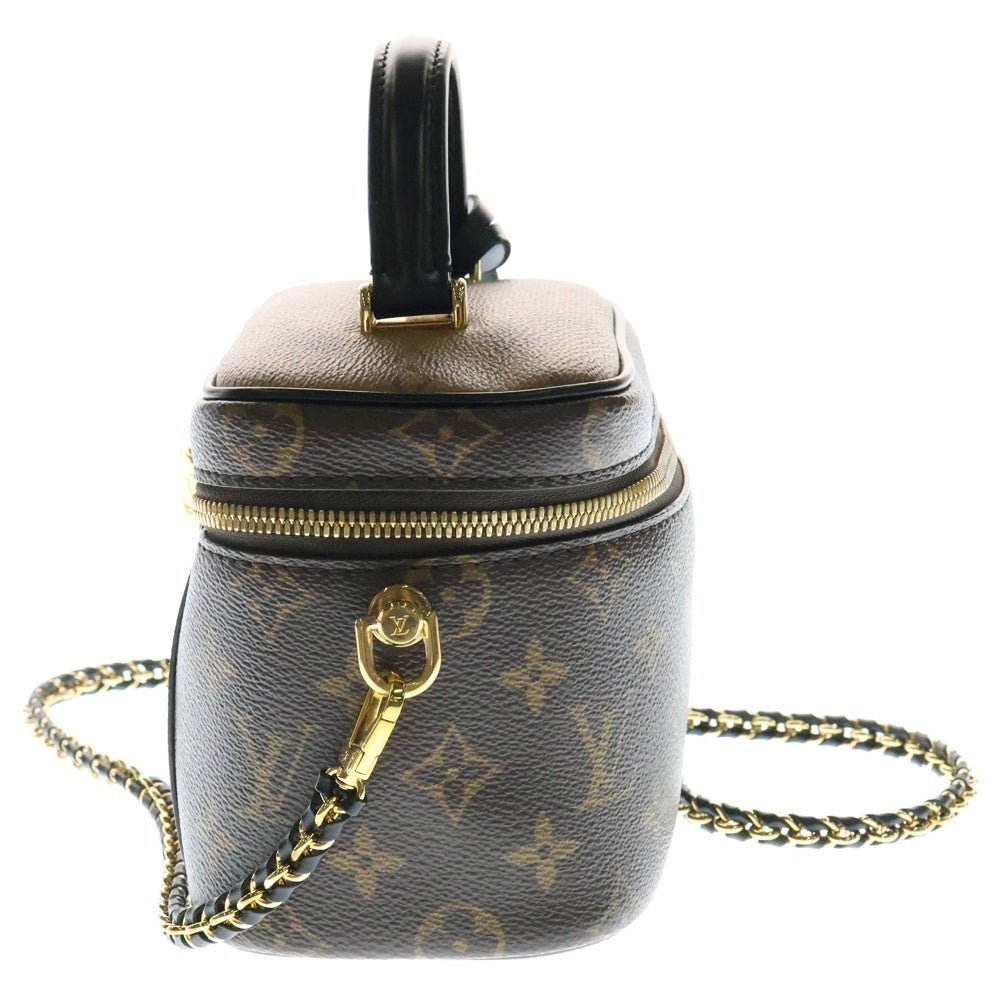 LOUIS VUITTON(ルイヴィトン) モノグラムリバース ヴァニティNV チェーンショルダーバッグ メイクポーチ ミニバッグ ブラウン×ブラック ゴールド金具 レザー×PVC M45165