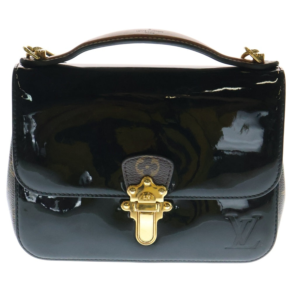 LOUIS VUITTON(ルイヴィトン) チェリーウッドBB ヴェルニ ノワール モノグラム パテント コンビレザー PVC 2WAY ハンド ショルダーバッグ ゴールド金具 ブラック/ブラウン M51953