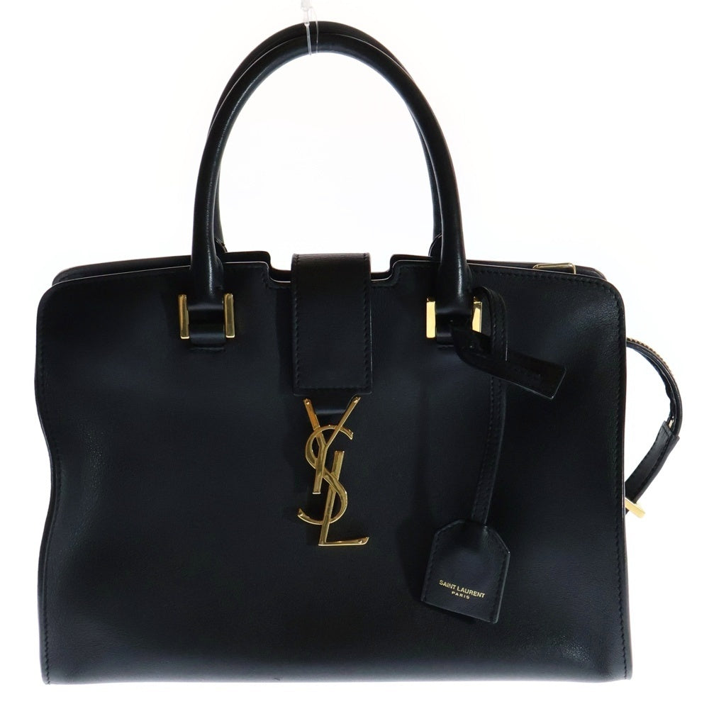 SAINT LAURENT PARIS(サンローランパリ) ベイビーカバス 2wayハンドバッグ ショルダーバッグ ブラック レザー ゴールド金具 424868