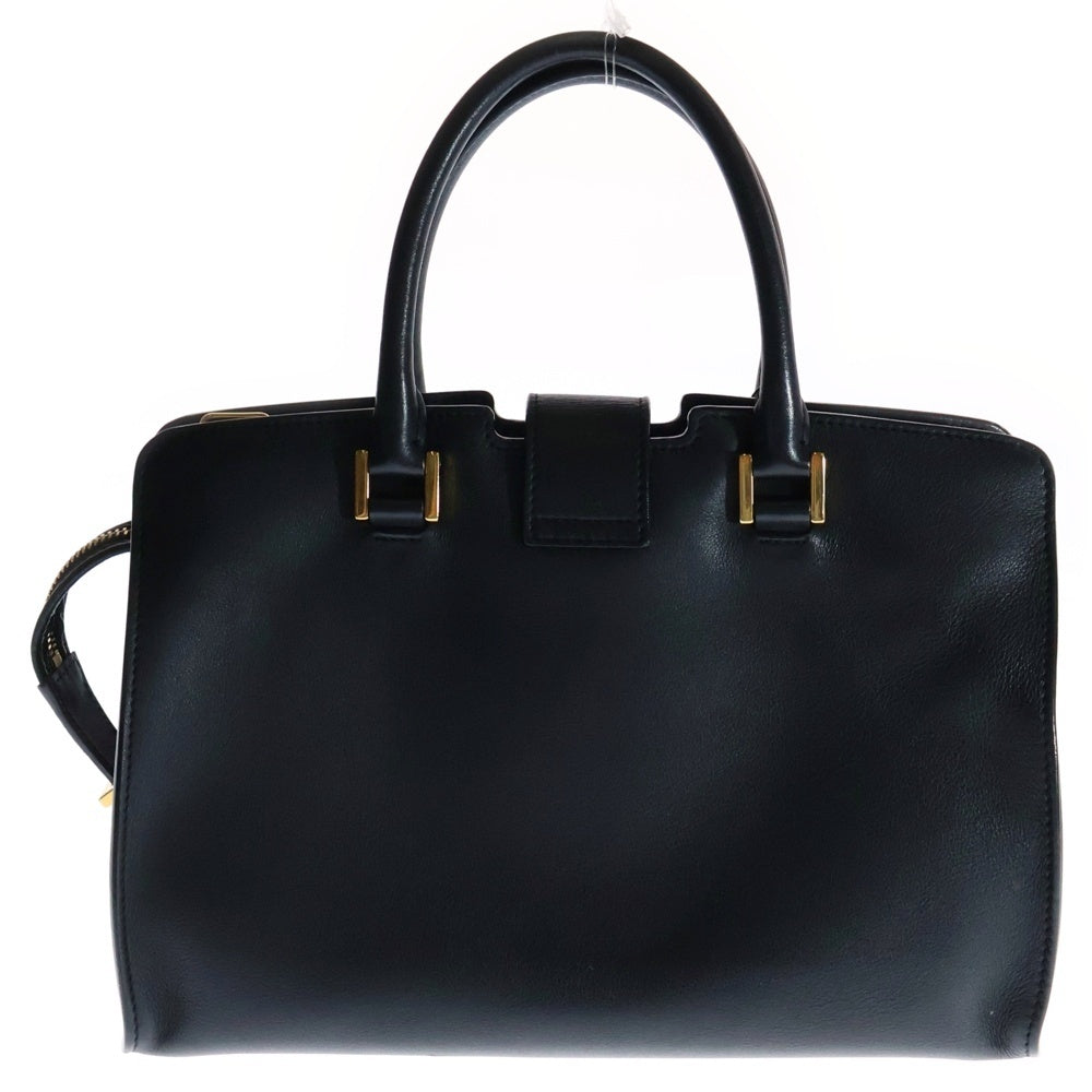 SAINT LAURENT PARIS(サンローランパリ) ベイビーカバス 2wayハンドバッグ ショルダーバッグ ブラック レザー ゴールド金具 424868