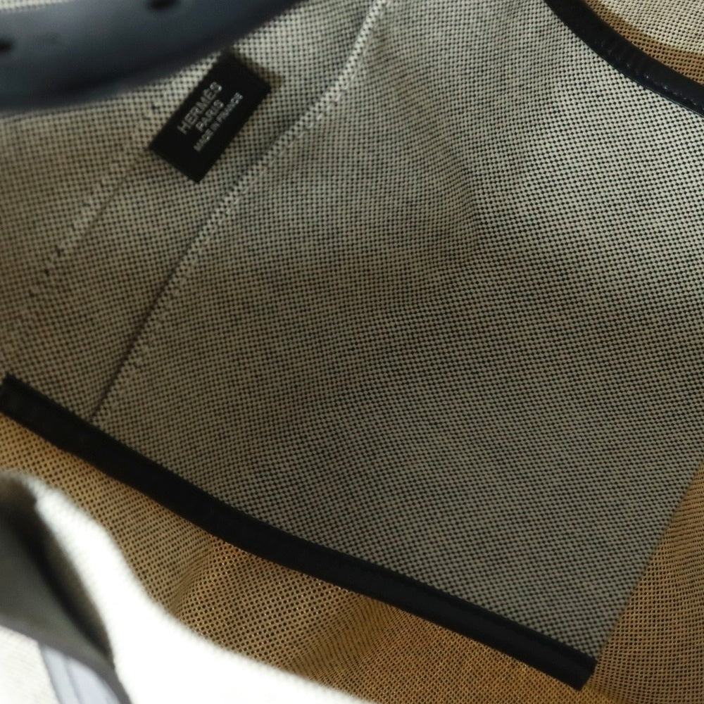 HERMES(エルメス) エトリヴィエール ショッピング キャンバス レザー トートバッグ ブラック/アイボリー X刻印