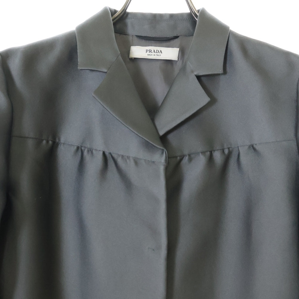 PRADA(プラダ) ギャザーデザイン ポリエステルロングコート グレー レディース APD1 2009 50B4