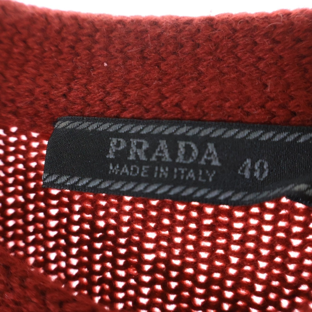 PRADA(プラダ) V-neck Cashmere L/S Knit Vネックカシミヤ長袖セーター ワインレッド レディース