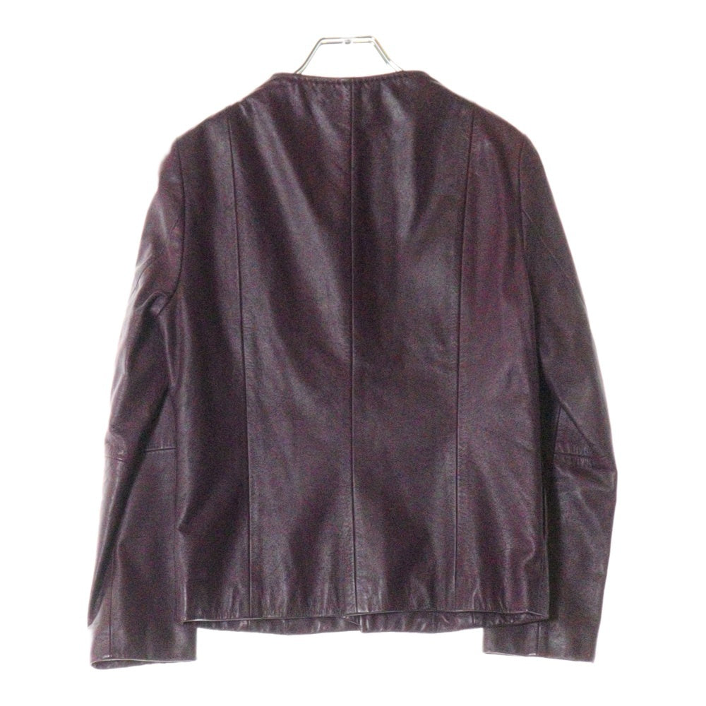 VIVIENNE TAM(ヴィヴィアンタム) ノーカラー チャイナ フックボタン シングルライダース レザージャケット パープル レディース 016-259906