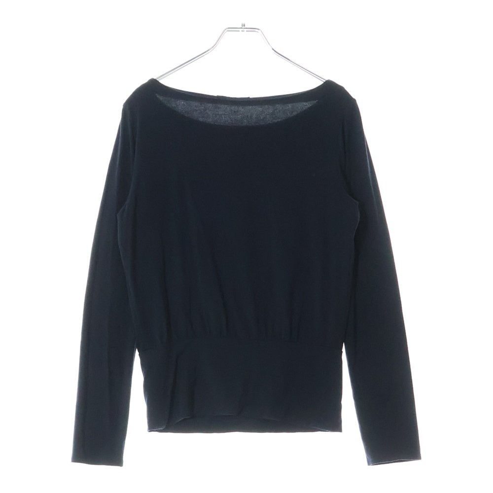 VIVIENNE TAM(ヴィヴィアンタム) フラワー刺繍 ビジュー装飾ロングスリーブカットソー 長袖Tシャツ ネイビー×ゴールド 016-260903