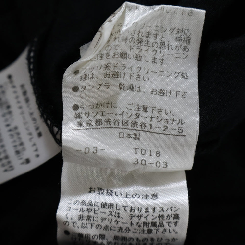 VIVIENNE TAM(ヴィヴィアンタム) フラワー刺繍 ビジュー装飾ロングスリーブカットソー 長袖Tシャツ ネイビー×ゴールド 016-260903