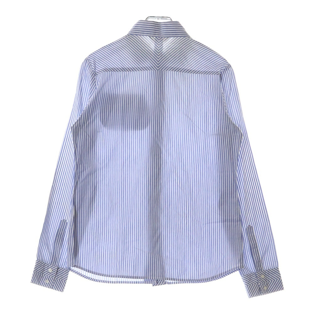 VIVIENNE TAM(ヴィヴィアンタム) ドラゴンモチーフ ストライプロングスリーブシャツ 比翼仕立て長袖シャツ ブルー×ホワイト レディース 016-210824