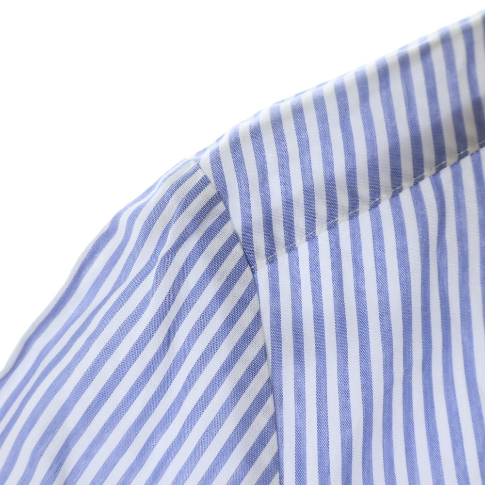 VIVIENNE TAM(ヴィヴィアンタム) ドラゴンモチーフ ストライプロングスリーブシャツ 比翼仕立て長袖シャツ ブルー×ホワイト レディース 016-210824