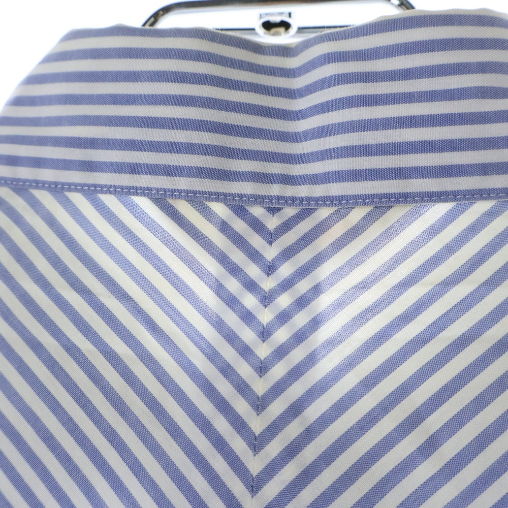 VIVIENNE TAM(ヴィヴィアンタム) ドラゴンモチーフ ストライプロングスリーブシャツ 比翼仕立て長袖シャツ ブルー×ホワイト レディース 016-210824