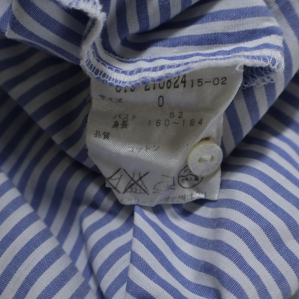 VIVIENNE TAM(ヴィヴィアンタム) ドラゴンモチーフ ストライプロングスリーブシャツ 比翼仕立て長袖シャツ ブルー×ホワイト レディース 016-210824