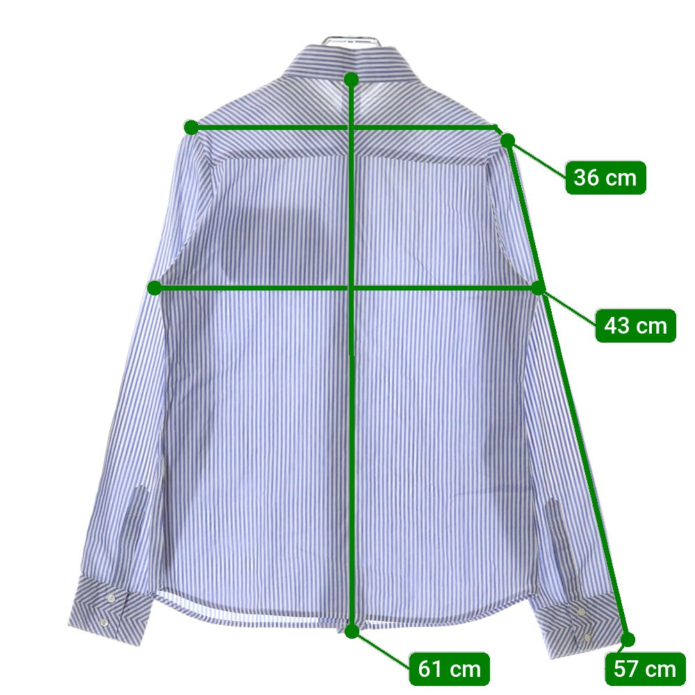 VIVIENNE TAM(ヴィヴィアンタム) ドラゴンモチーフ ストライプロングスリーブシャツ 比翼仕立て長袖シャツ ブルー×ホワイト レディース 016-210824