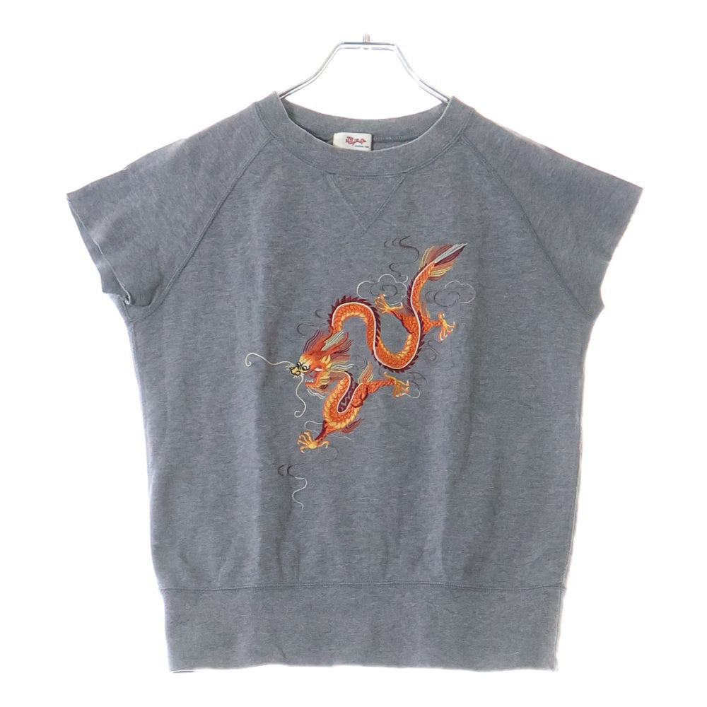VIVIENNE TAM(ヴィヴィアンタム) 袖カットオフ加工 ドラゴン刺繍ノースリーブスウェットトレーナー グレー 016-260617