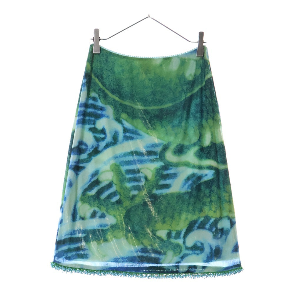 VIVIENNE TAM(ヴィヴィアンタム) ドラゴンプリント ビジュー装飾 パワーネットシアースカート ブルー×グリーン レディース 015-120606
