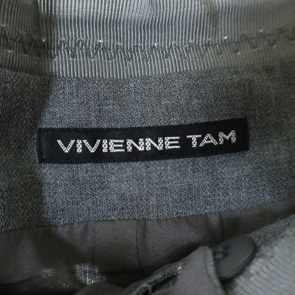 VIVIENNE TAM(ヴィヴィアンタム) 調節ベルト付 テープ切替ウールスラックス グレー 016-230706