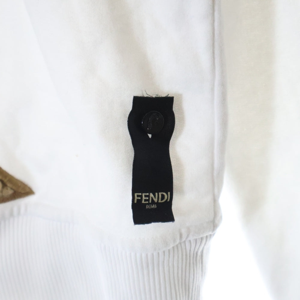 FENDI(フェンディ) フロント Fロゴ ボア刺繍 クルーネック プルオーバースウェットトレーナー ホワイト FY0178AIU2