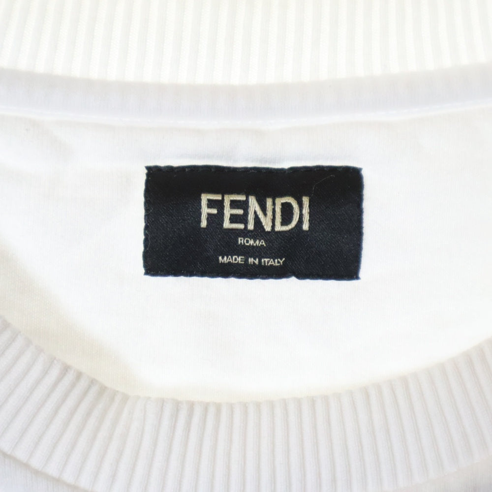 FENDI(フェンディ) フロント Fロゴ ボア刺繍 クルーネック プルオーバースウェットトレーナー ホワイト FY0178AIU2