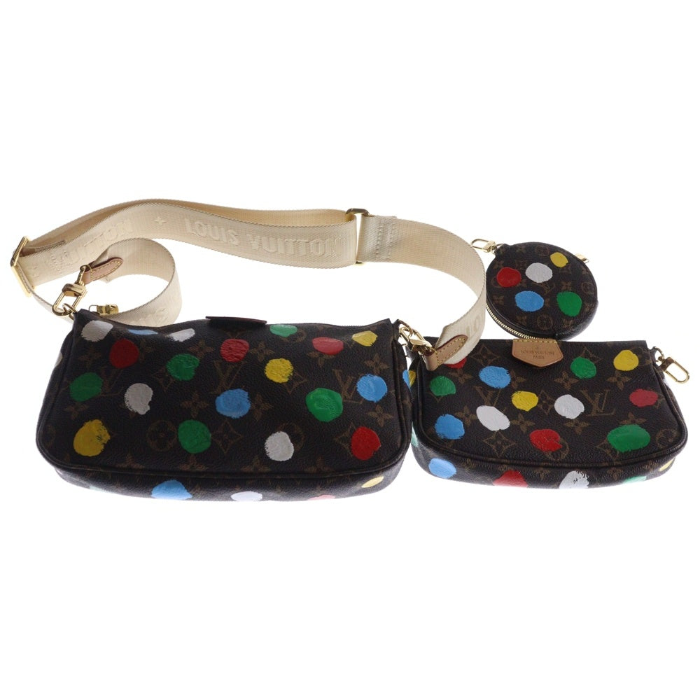 LOUIS VUITTON(ルイヴィトン) モノグラム ミュルティポシェット アクセソワール 草間彌生コラボ M46385 ICタイプ ブラウン マルチカラー PVC ショルダーバッグ