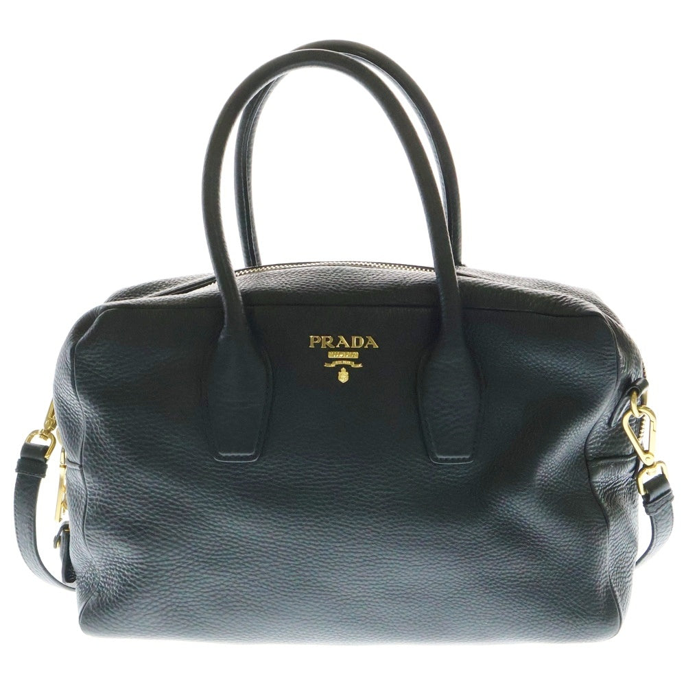 PRADA(プラダ) 2WAYバック ハンドバッグ ショルダーバッグ ブラック レザー ゴールド金具