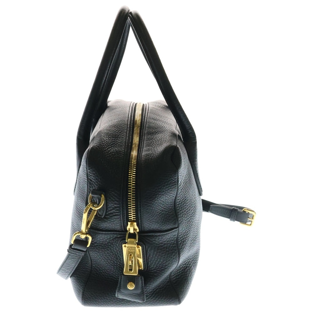 PRADA(プラダ) 2WAYバック ハンドバッグ ショルダーバッグ ブラック レザー ゴールド金具