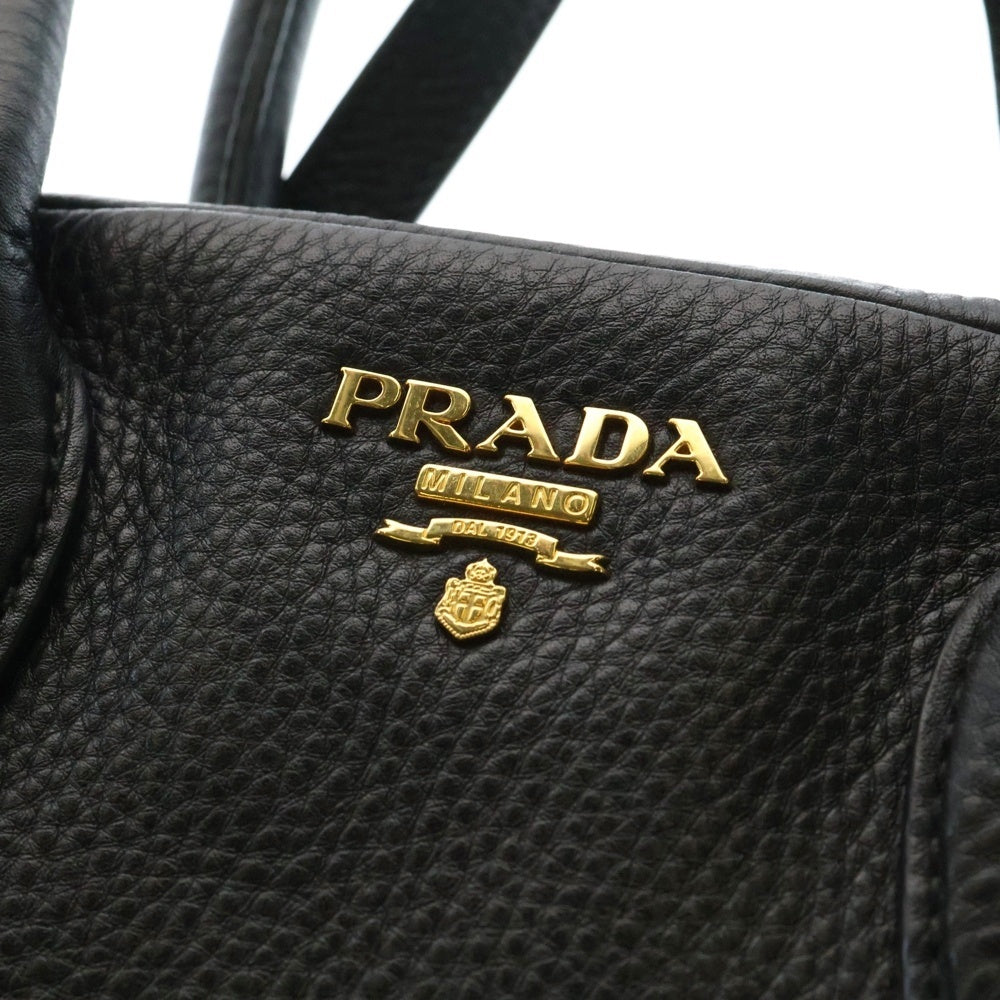 PRADA(プラダ) 2WAYバック ハンドバッグ ショルダーバッグ ブラック レザー ゴールド金具