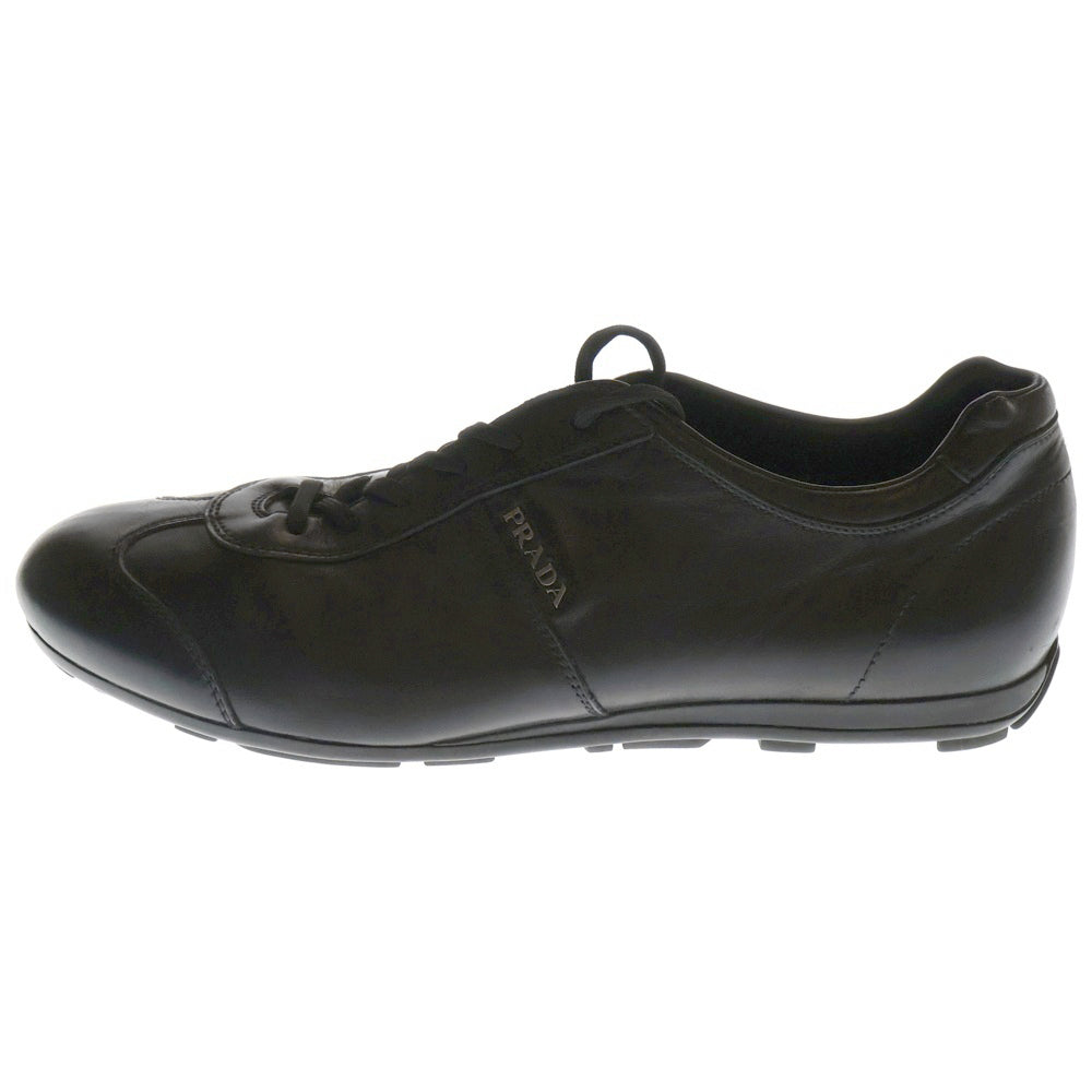 PRADA(プラダ) ロゴプレート レザー レースアップ ローカットスニーカー ブラック