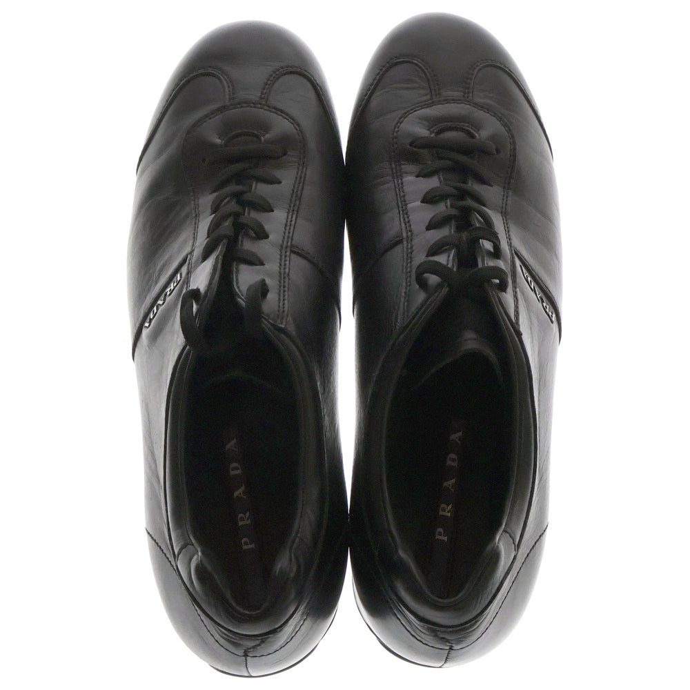 PRADA(プラダ) ロゴプレート レザー レースアップ ローカットスニーカー ブラック