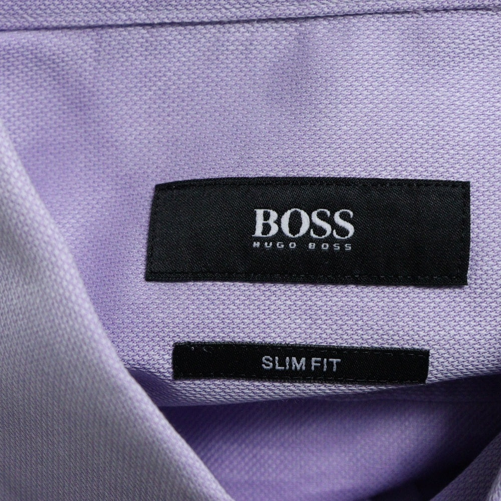 BOSS(ボス) コットン レギュラーカラー ロングスリーブ 長袖シャツ パープル