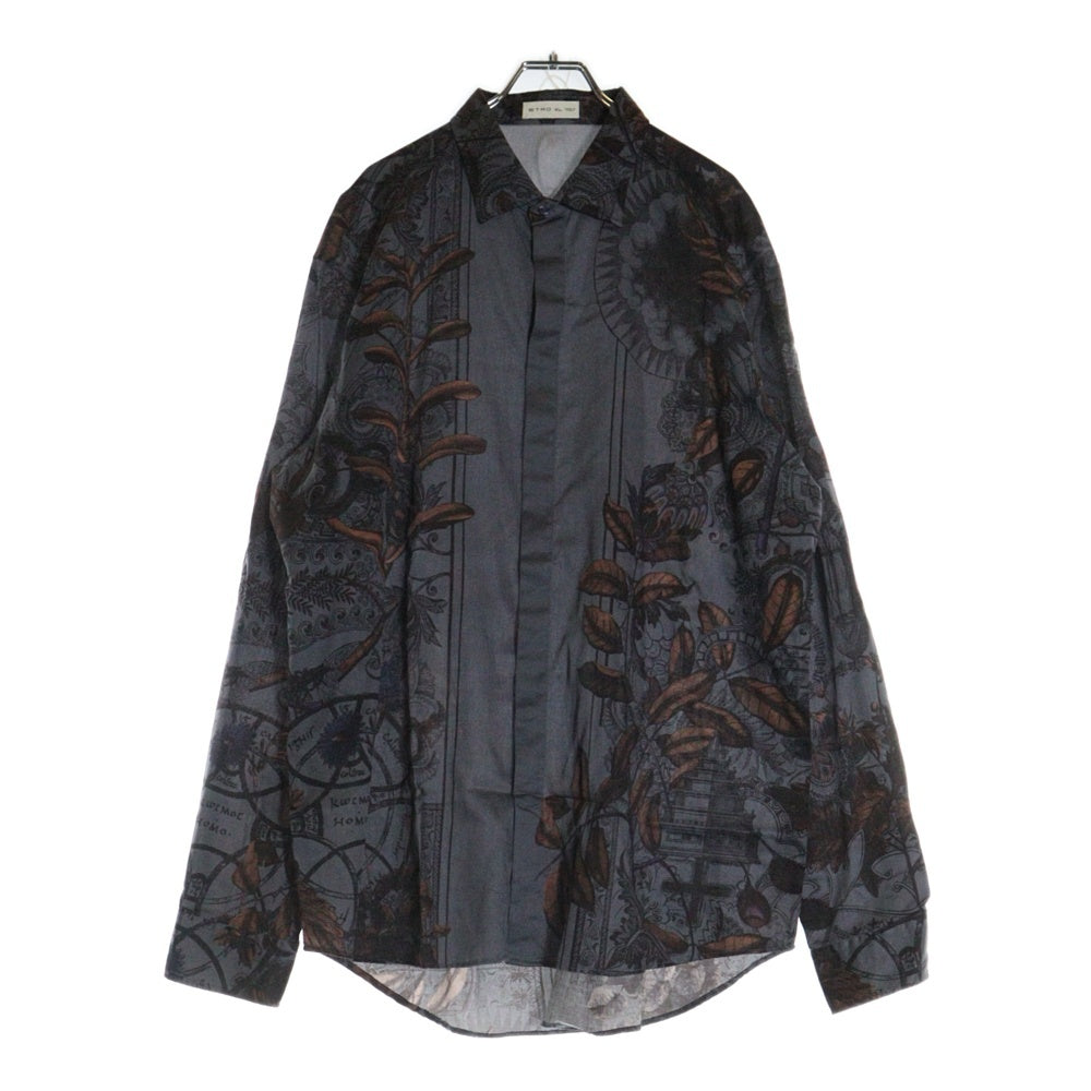 ETRO(エトロ) ペイズリー リーフ 総柄プリント 比翼ボタン