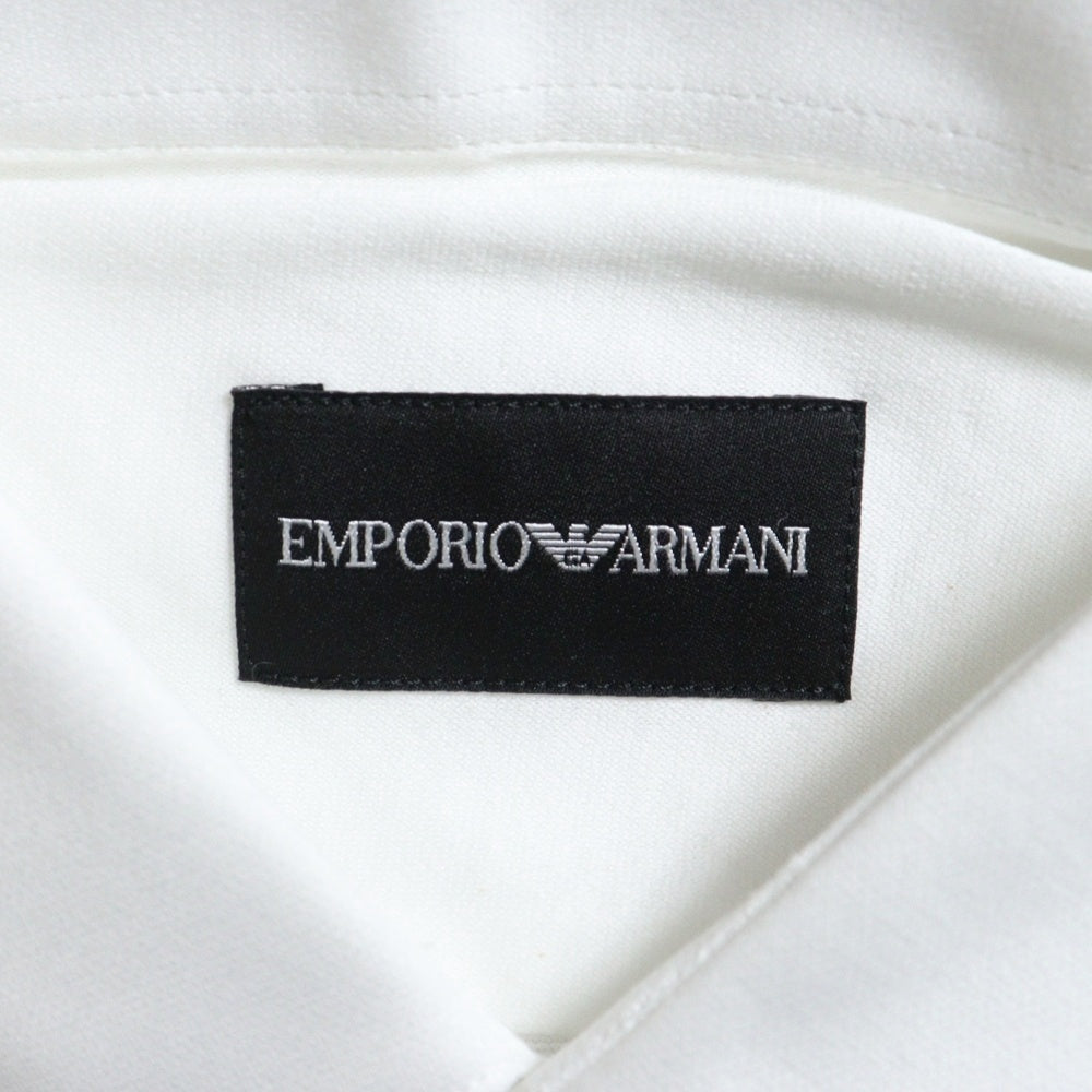 EMPORIO ARMANI(エンポリオアルマーニ) コットン 比翼ボタン レギュラーカラー ロングスリーブ 長袖シャツ ホワイト