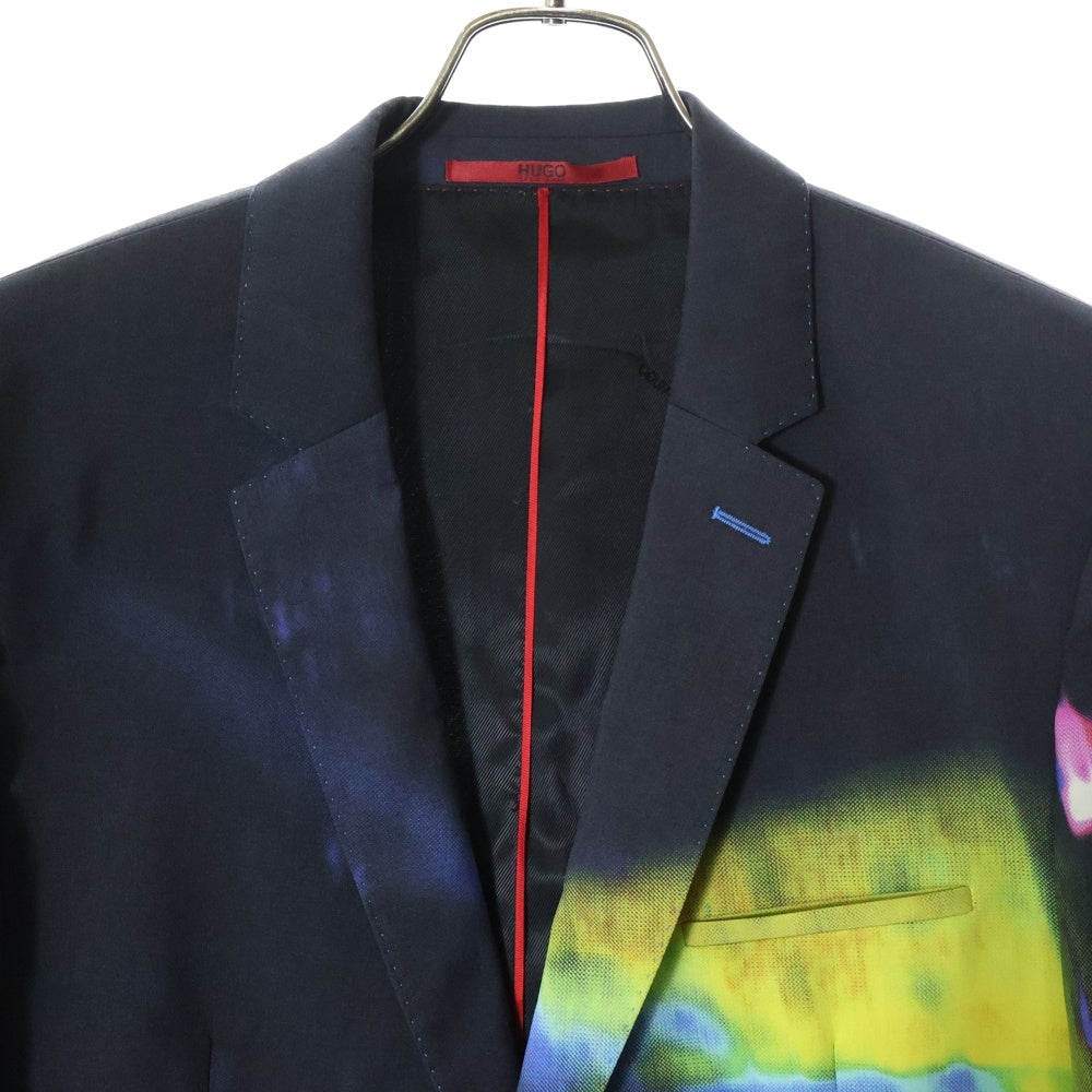 HUGO BOSS(ヒューゴボス) グラデーション グラフィックプリント ウール 2B テーラードジャケット グレー/マルチカラー 10224576
